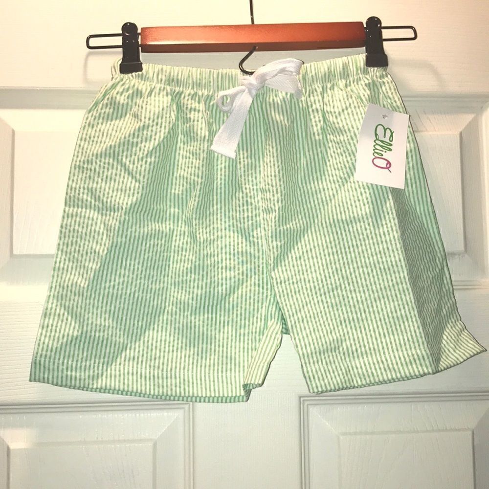 (5/$25)  Ellie O Green & White Seersucker Shorts, unisex